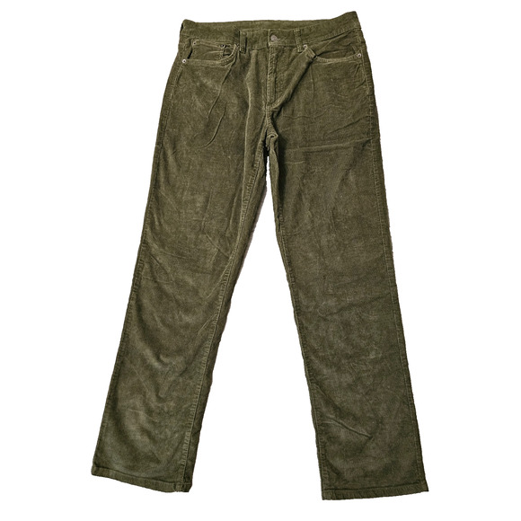 George Mens Olive Green Soft Flat Front Corduroy Pants 34 X 32 - Picture 1 of 7